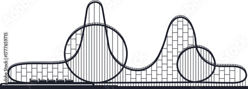 Roller coaster ride at amusement park with loops