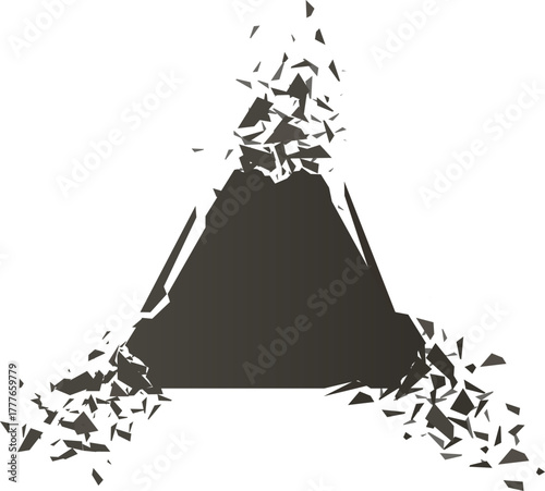 Triangle shape exploding into small fragments