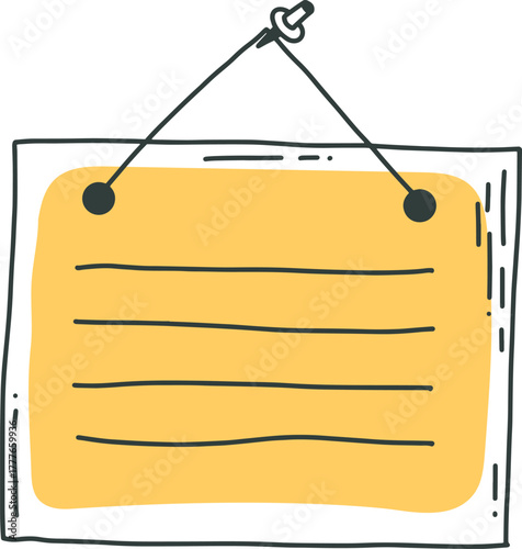 Blank yellow note hanging with a pushpin