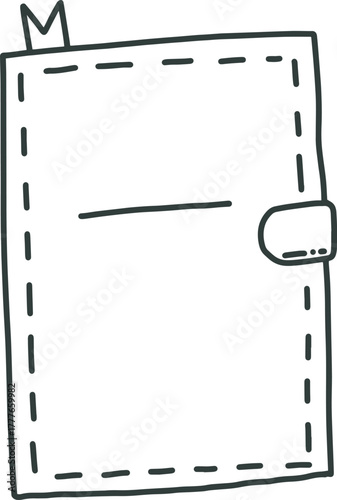 Notebook or journal drawing with a bookmark and closure