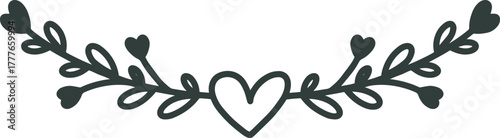Heart and foliage creating a decorative divider