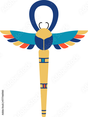 Egyptian ankh scarab beetle winged symbol of life