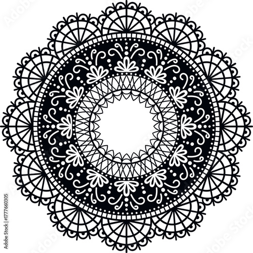 Mandala intricate lace circular pattern drawing