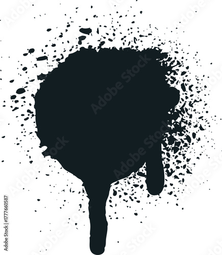 Grungy black paint splatter dripping abstract background