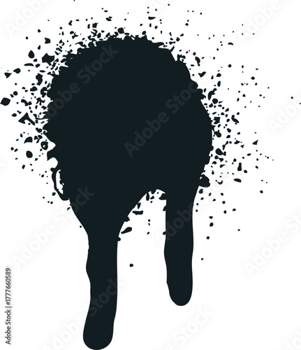Black ink splash dripping paint splatter grunge texture
