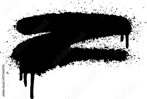 Black spray paint stroke dripping urban grunge design