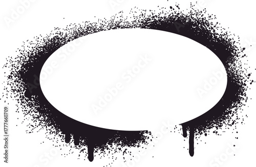 Oval graffiti spray paint frame with drips