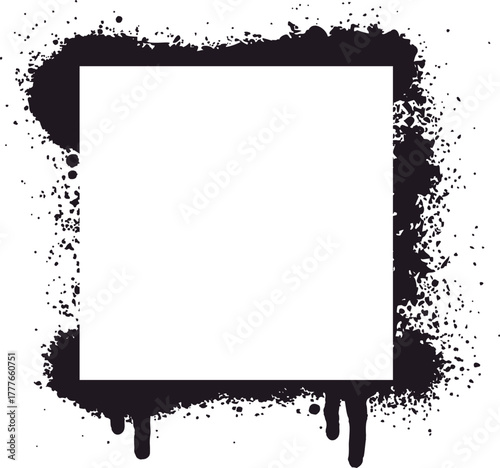 Graffiti spray paint splash border frame square