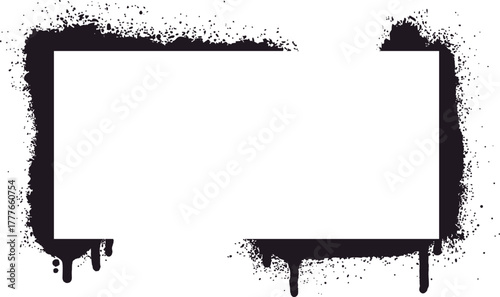 Grunge spray paint frame with ink splatters and drips