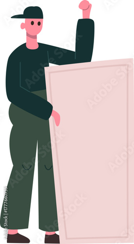 Person holding blank sign protesting showing activism