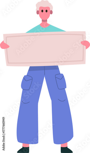 Person holding blank sign for protest message