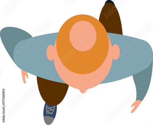 Person walking from top view illustration