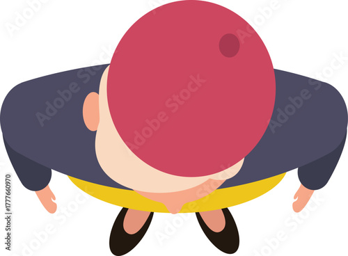 Woman blowing large pink bubble gum from top view