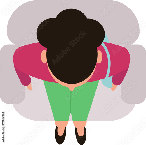 Woman sitting on sofa top view illustration