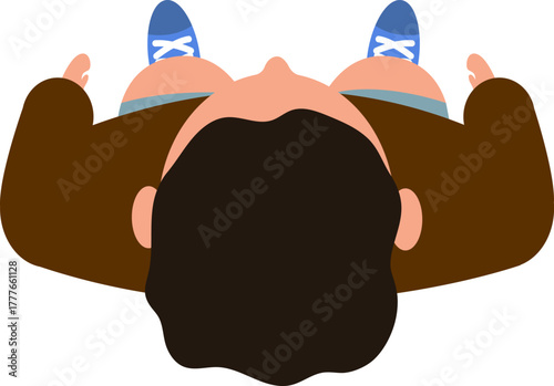 Man sitting top view looking up vector