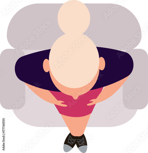 Woman sitting on an armchair relaxing top view