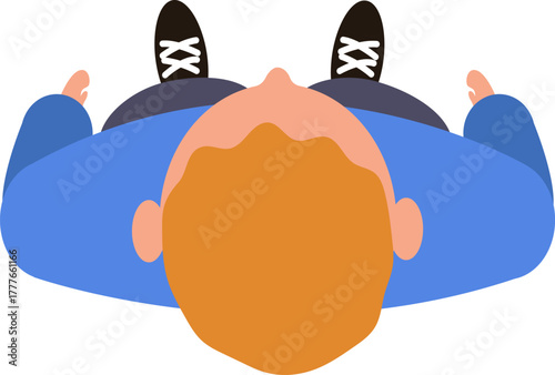 Person looking up from top down view illustration