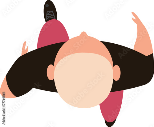 Person walking from top view cartoon vector illustration