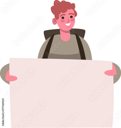 Activist man holding blank protest sign