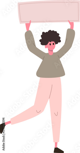 Person holding a blank protest sign message