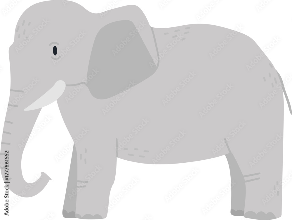 Fototapeta premium Gray elephant standing illustration for children design
