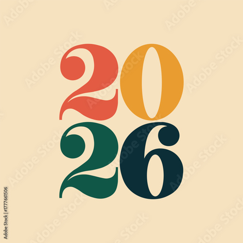 2026 Modern Minimal Typography Vector — Classic Flat Color Design with Popular Font
