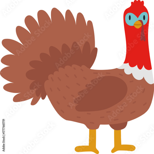 Cartoon turkey bird standing looking forward