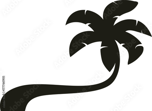Black silhouette palm tree vector icon representing tropical vacation