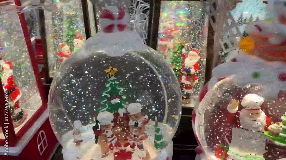 christmas musical snow globes and lanterns