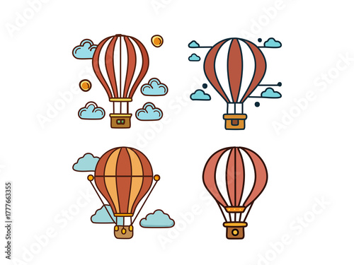 Vector art hot air balloon in sky illustration