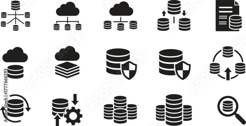 Colorful vector icon set for food and drink design