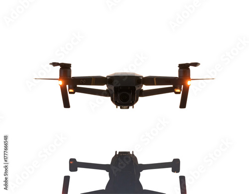 Sleek Aerial Drone with Amber Lighting PNG
