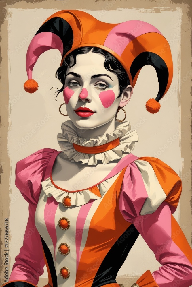 Obraz premium Clown Girl Illustration
