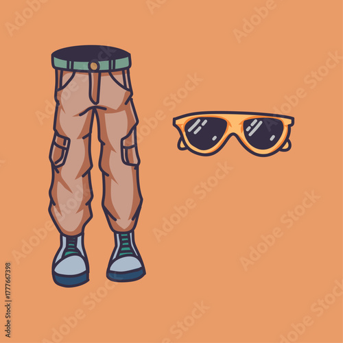 traking pant and sunglass illustration