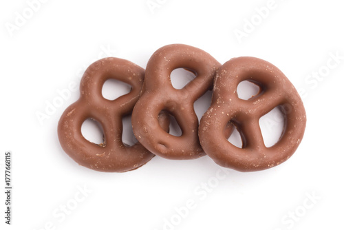 chocolate pretzel on a white background