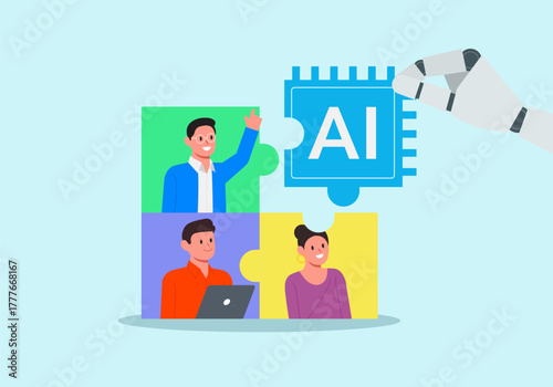 Artificial Intelligence and Human Collaboration, Connecting the right people to the right jobs, AI teamwork concept