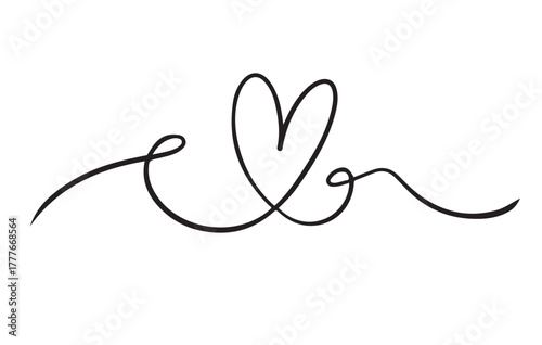Elegant Calligraphy Heart Flourish Vector Art