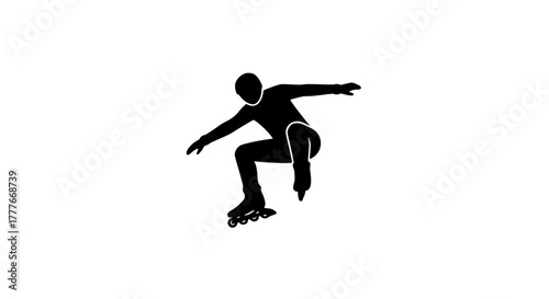 Silhouette of a person inline skating 
