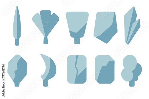Unique and modern design variations of ice cream shapes and forms displayed on a simple background