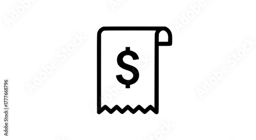 Cash ticket black white icon 