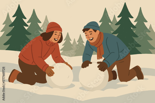 Vector style fun no letters marks building models icon cohesive full snowman