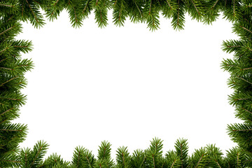 christmas frame with fir branches on white