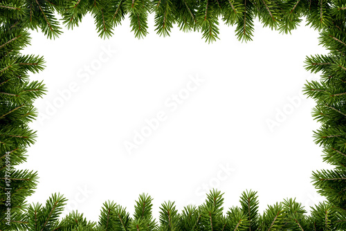 christmas frame with fir branches on white