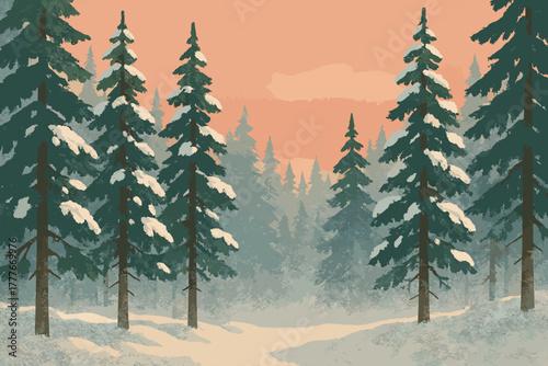 Negative winter no letters captions forest product full geometric numbers vector icon