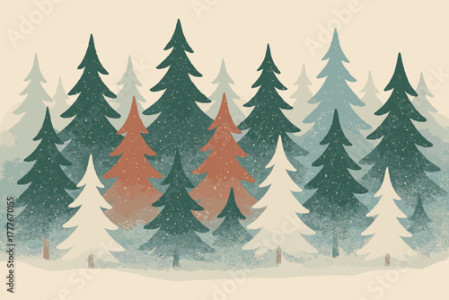 Illustration icon no pine cohesive flat snowy vector clean letters captions tranquility