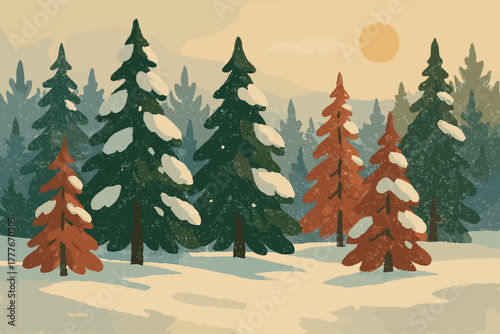 Typography marks any numbers vector pines sunlit sustainable golden no models geometric