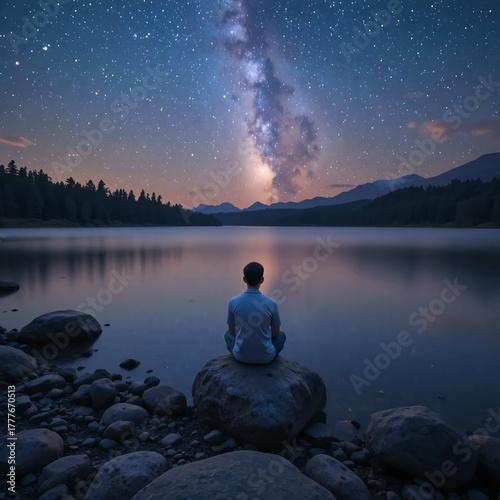 man sitting on the edge of the mountain