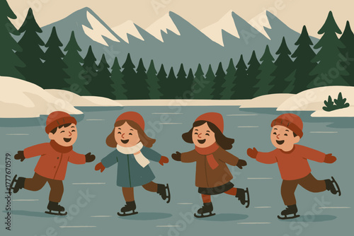 Icon clean joyful skating workstation product vector no geometric marks numbers winter