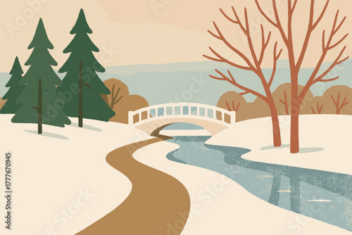 Geometric bridge tools no models cohesive text icon negative labels snowy park