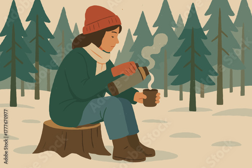 Forest winter retreat negative characters workstation product vector icon emojis chinese no